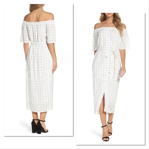 CHARLES HENRY NWT Ivory Checked Shirtdress - Picture 3 of 16